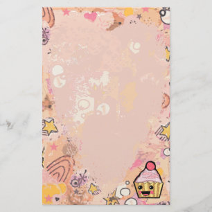 Papeterie Graffiti de petit gâteau et rose de coeur -