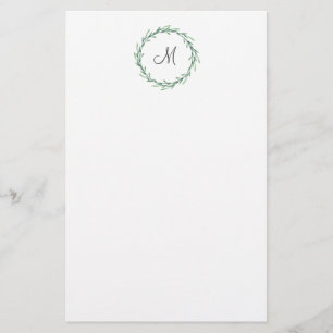 Papeterie Guirlande verte de feuille d'aquarelle