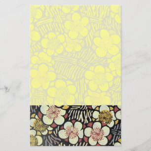 PAPETERIE HAIKU/ NOIR BLANC ROSE JAUNE FLEURS DE PRINTEMPS