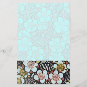 PAPETERIE HAÏKU/ NOIR BLANC SARCELLE BLEU FLEURS DE PRINTEMP