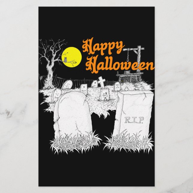 Papeterie halloween graveyard (Devant)