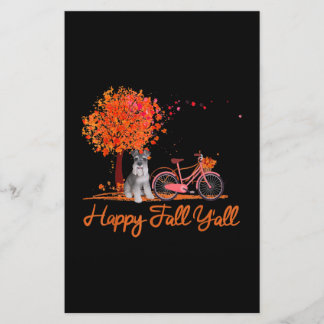 Papeterie Happy Fall Yall Funny Schnauzer Dog Autumn Bicycle