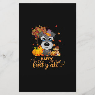 Papeterie happy fall yall schnauzer chien thanksgiving