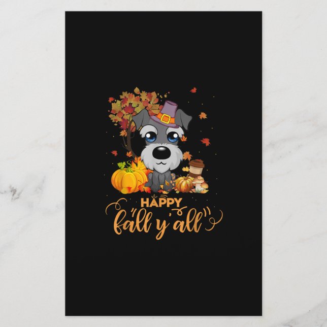 Papeterie happy fall yall schnauzer chien thanksgiving (Devant)