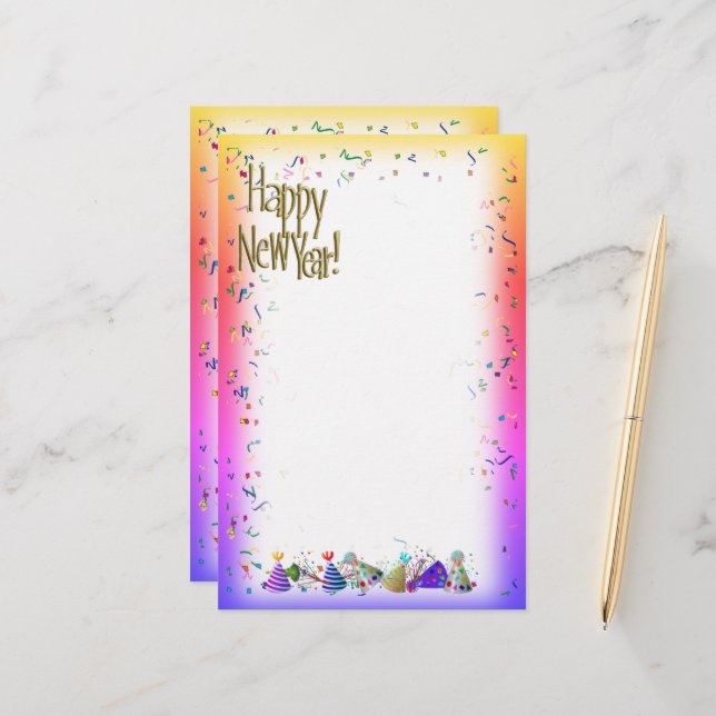 Papeterie HAPPY NEW YEAR New Year's Stationery (Devant/Arrière en situation)