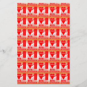 Papeterie Happy Valentine's Day Text Forever Love Hearts Red