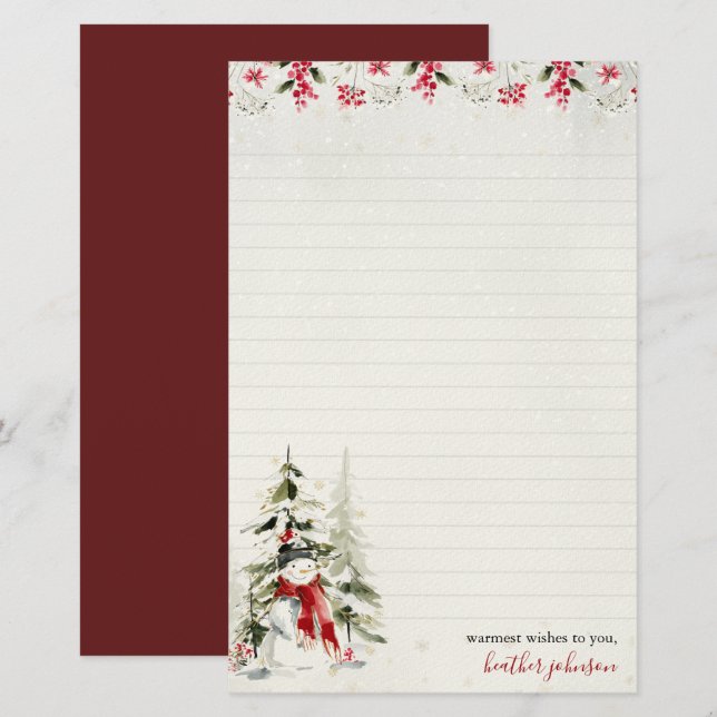 Papeterie Hearthlight Notes Bonhomme de Neige Personnalisé (Devant / Derrière)