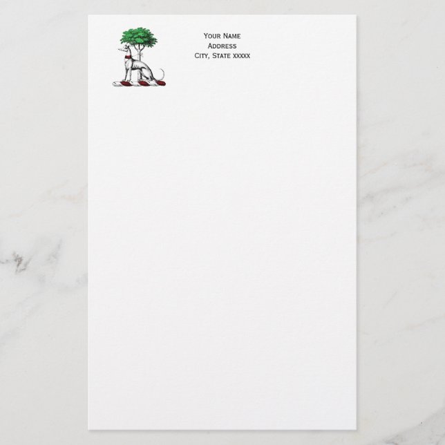 Papeterie Héritier de Greyhound Whippet avec arbre héraldiqu (Devant)