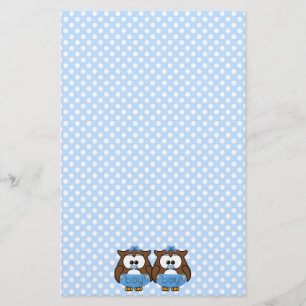 Papeterie hibou jumeau de bébé