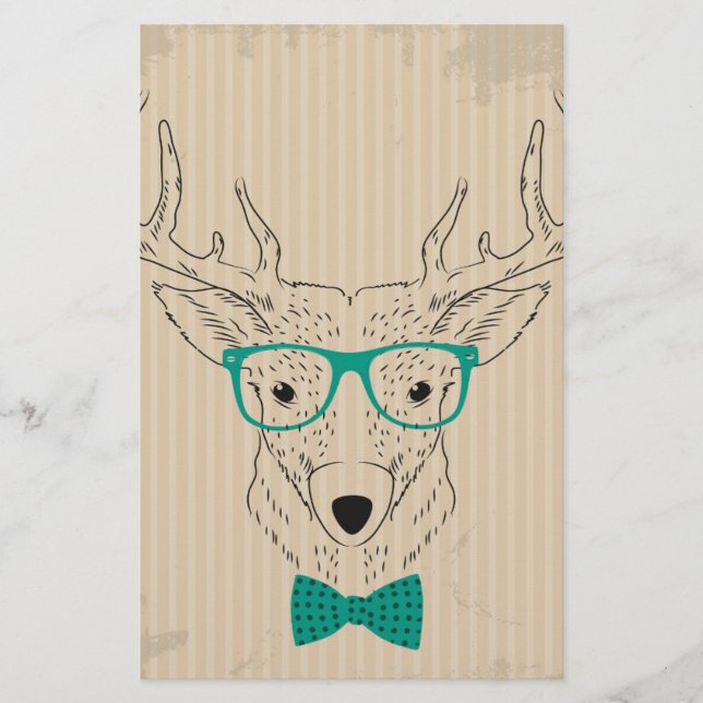 Papeterie Hipster Reindeer Elk avec des lunettes grungy Noël (Devant)