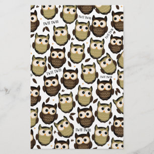 Papeterie Hou hou ! joli motif de hibou.