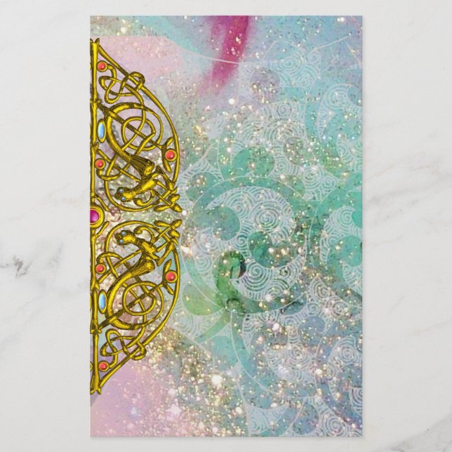 Papeterie HYPER VALENTINE / GOLD CELTIC HEART, Étincelles bl (Devant)