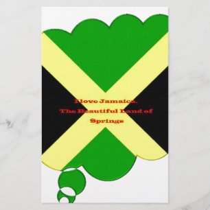 Papeterie I Love Jamaica Text on Flag Art Print