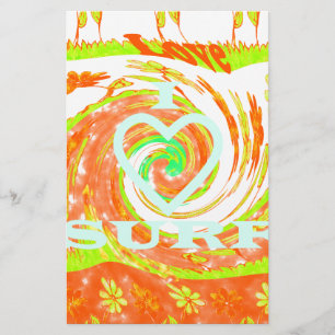 Papeterie I Love Surf : Belle Florale avec Cool Texte Art