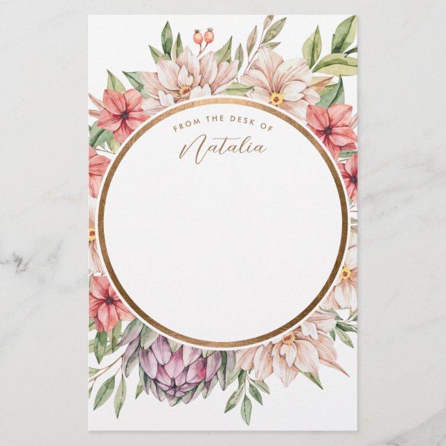 Papeterie Ile tropicale Pastel Floral Personnalisé (Devant)