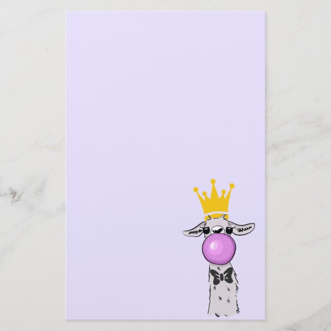 Papeterie Illustration drôle de lama soufflant une bulle ros (Devant)