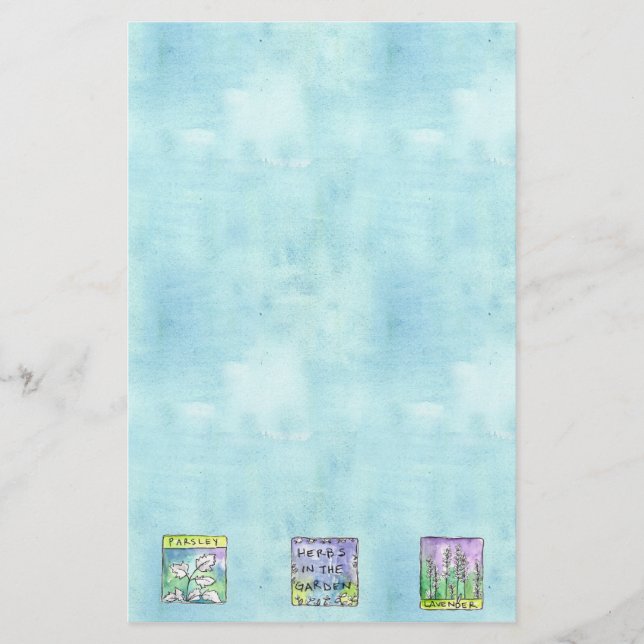 Papeterie Illustration Jardin d'Herbe de Persil Aquarelle bl (Devant)