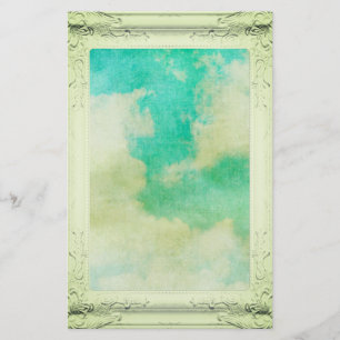 Papeterie Image victorienne ciel nuage peinture turquoise cr