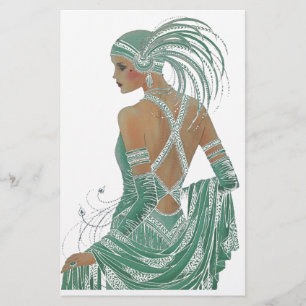 Papeterie Imprimer vintage Ladies Gogo Green Art