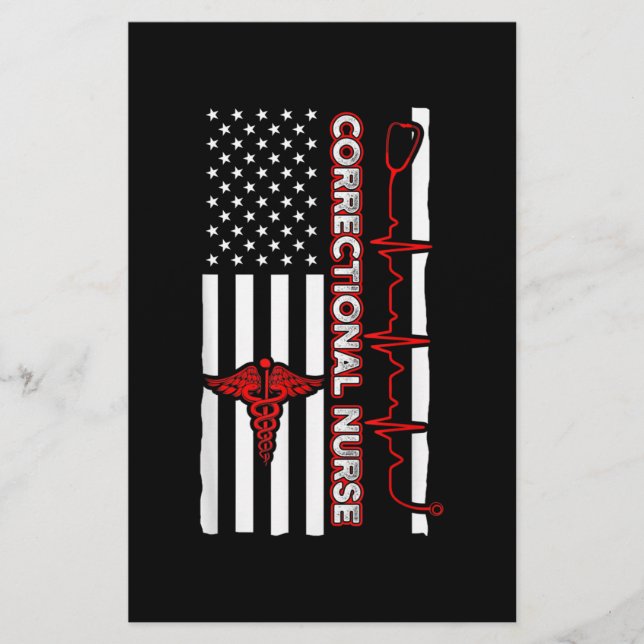 Papeterie Infirmière correctionnelle USA Drapeau Infirmière  (Devant)