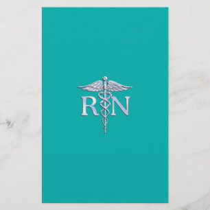 Papeterie Infirmière inscrite RN Stylish Caduceus sur Turquo