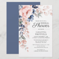 Invitation de douche de mariage à motif floral ble