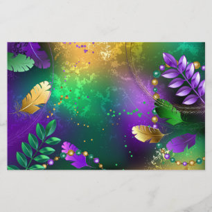 Papeterie Iridescente mardi gras arrière - plan avec perles