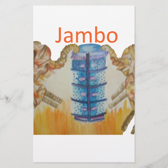 Papeterie Jambo Jumbo African Kids Elephants Art Imprimer (Devant)