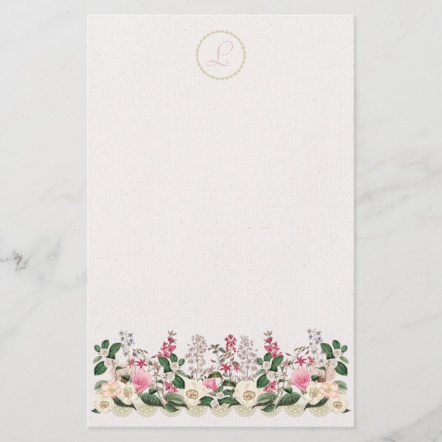 Papeterie Jardin magnifique Élégant Monogramme Papier à lett (Devant)