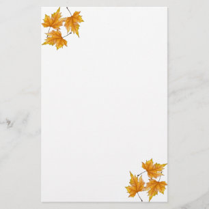 Papeterie Jaune et feuille d'érable d'or