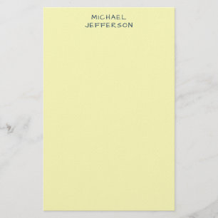 Papeterie Jaune Très Pâle Minimaliste Moderne Nom Simple