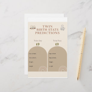 Papeterie Jeu Baby shower jumeau - Statistiques de naissance