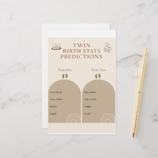 Papeterie Jeu Baby shower jumeau - Statistiques de naissance