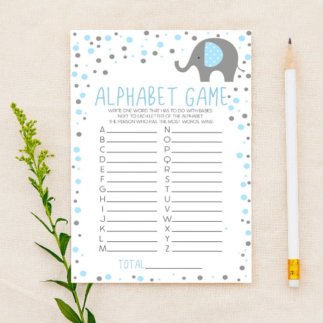 Papeterie Jeu de Baby shower Alphabet Blue Elephant (Créateur téléchargé)