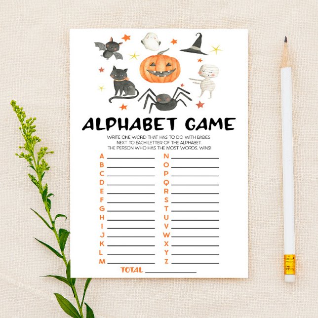 Papeterie Jeu de Baby shower Alphabet Éffrayant Halloween Ci (Créateur téléchargé)