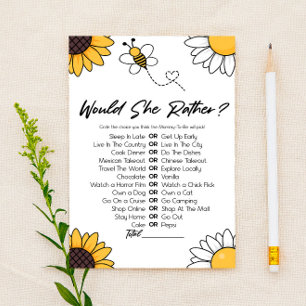 Papeterie Jeu de Baby Shower Bumble Honey Bee 'Would She Rat
