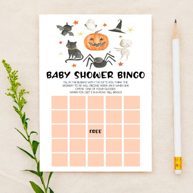 Papeterie Jeu de Baby shower de Bingo Éffrayant Halloween Ci (Créateur téléchargé)