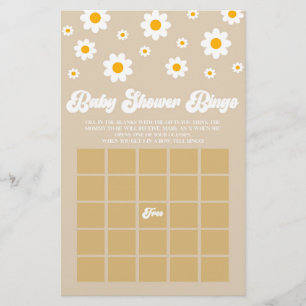 Papeterie Jeu de Baby shower de Bingo Retro Daisy Brown
