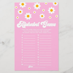 Papeterie Jeu de Baby shower de l'alphabet rose Retro Daisy