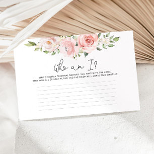 Papeterie Jeu de baby shower floral rose "Qui suis-je" pour 