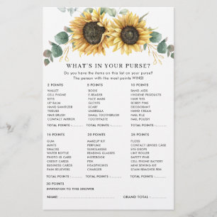 Papeterie Jeu de Baby Shower Mariage Tournesol Rustique Euca