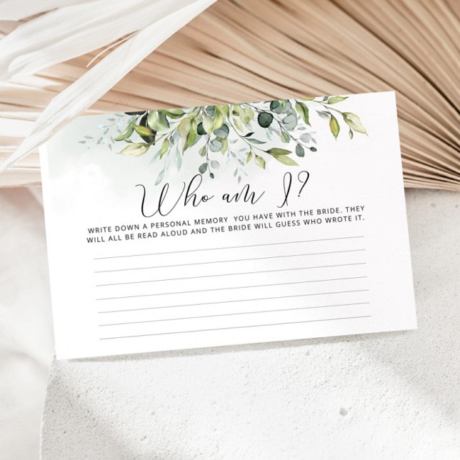 Papeterie Jeu de baby shower Watercolor eucalyptus Qui suis- (Créateur téléchargé)