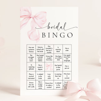 Papeterie Jeu de Bingo pour la Baby Shower 'Nœud Rose'