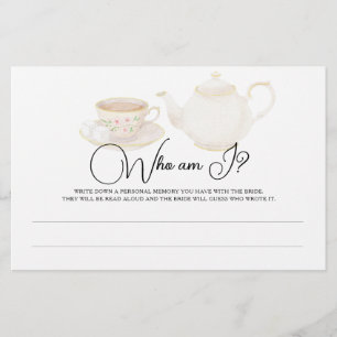 Papeterie Jeu de devinette pour Baby Shower Thème Tea Party