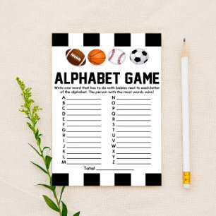 Papeterie Jeux de Baby shower Alphabet Thématique Sport