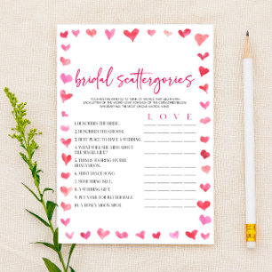 Papeterie Jeux de Salle de Mariage Hearts Bridal Scattergori