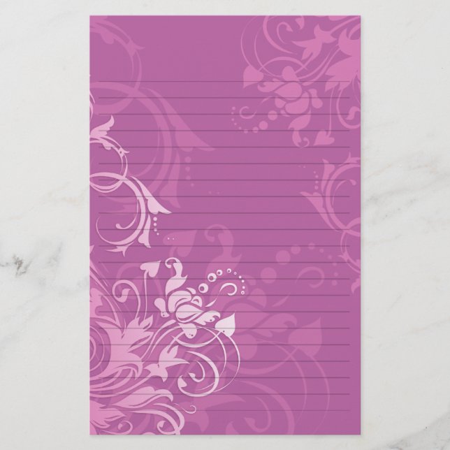 Papeterie joli papier à motif floral rose tourbillon (Devant)