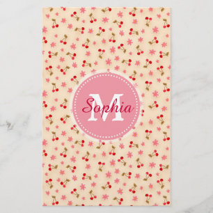 Papeterie Jolie adorable cerise et fleurs en monogramme gira