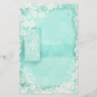 Papeterie Journal déco Aqua et Dentelle