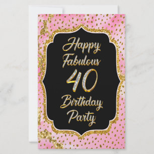 Papeterie Joyeux Fabuleux 40e anniversaire Invitation Party